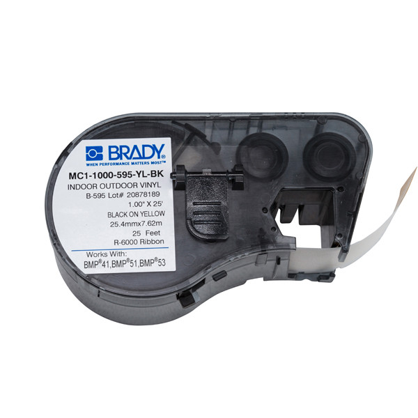 Brady MC1-1000-595-YL-BK vinyltejp | svart text - gul tejp | 25,4mm x 7,62m (original) MC1-1000-595-YL-BK 147090 - 1