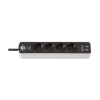 ​​​​​​​Grenuttag 1,5m | 4 uttag + USB | svart/vit