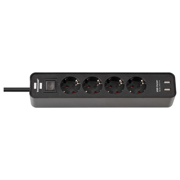 Brennenstuhl Grenuttag 1,5m | 4 uttag + USB | svart⭐ 1153240006 399501 - 1
