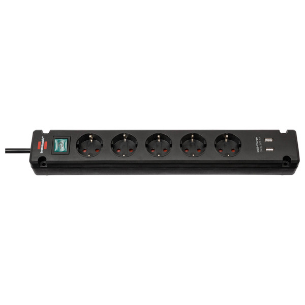Brennenstuhl Grenuttag 3m | 5 uttag + USB | svart 1150660315 399502 - 1