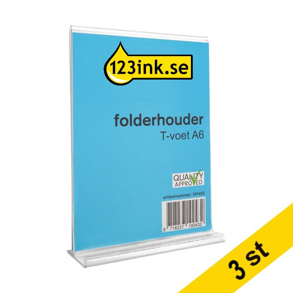 Broschyrställ A6 stående | T-fot | 123ink | 3st  301565 - 1
