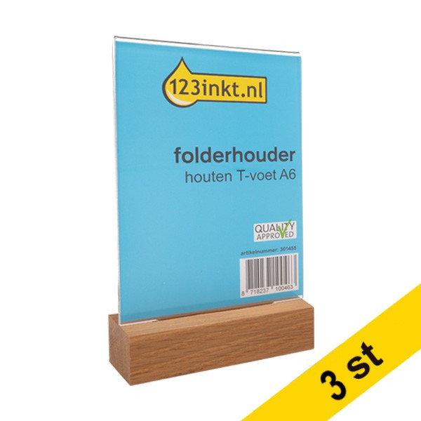 Broschyrställ A6 stående | T-fot i ek | 123ink | 3st  301568 - 1