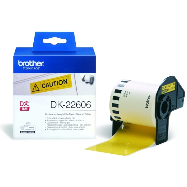 [DP] Brother DK-22606 etiketter | svart text - gul tejp | 62mm x 15.24m (original) 080748 - 1