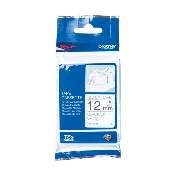 | Brother TZe-R231 | svart text - vit märkband  | 12mm x 4m (original) 350088 - 1