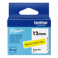 Brother ​​​​​​​​​​​​​​​​​​​​​​​​​​​​​​​​​​​​​​​​​​​​​​​​​Brother Btag-631 | svart text - gul tejp | 12mm x 4m (original) BTAG631 080358