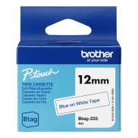 Brother ​​​​​​​​​​​​​​​​​​​​​​​​​​​​​​​​​​​Brother Btag-233 | blå text - vit tejp | 12mm x 4m (original) BTAG233 080354