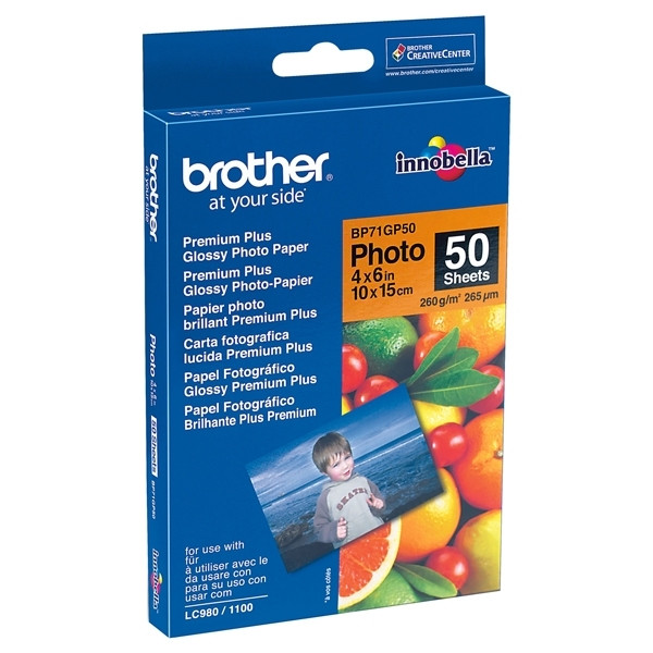 Brother 10x15cm 260g Brother BP71GP50 fotopapper | Premium Plus Glossy | 50 ark BP71GP50 063504 - 1