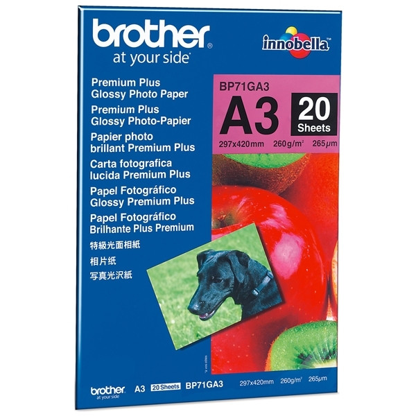 Brother A3 260g Brother BP71GA3 fotopapper | Premium Plus Glossy | 20 ark BP71GA3 063500 - 1