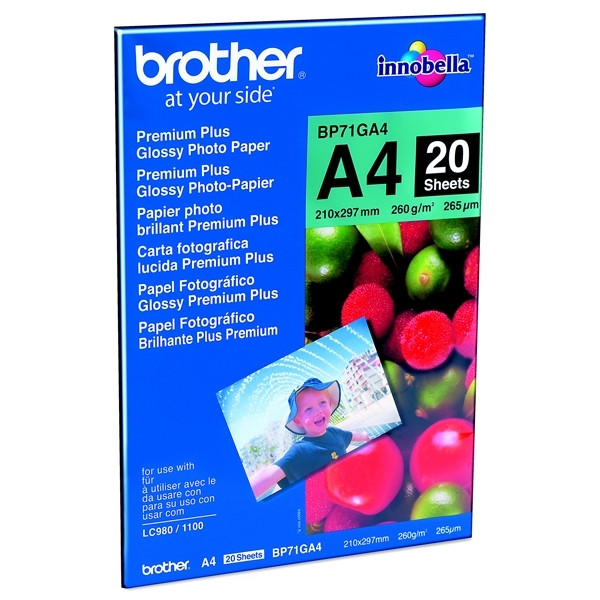Brother A4 260g Brother BP71GA4 fotopapper | Premium Plus Glossy | 20 ark BP71GA4 063512 - 1