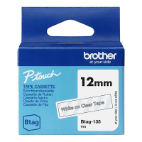 Brother Btag-135 | vit text - transparent märkband  | 12mm x 4m (original) 080348