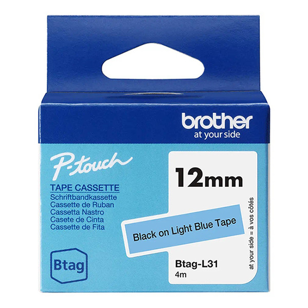 Brother Btag-L31 | svart text - ljusblå tejp | 12mm x 4m (original) BTAGL31 080366 - 1