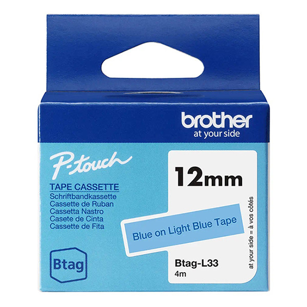 Brother Btag-L33 | blå text - ljusblå märkband  | 12mm x 4m (original) 080368 - 1