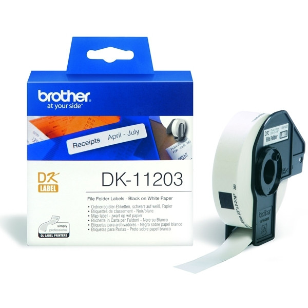 Brother DK-11203 etiketter | svart text - vit etikett | 87mm x 17mm (original) DK11203 080714 - 1