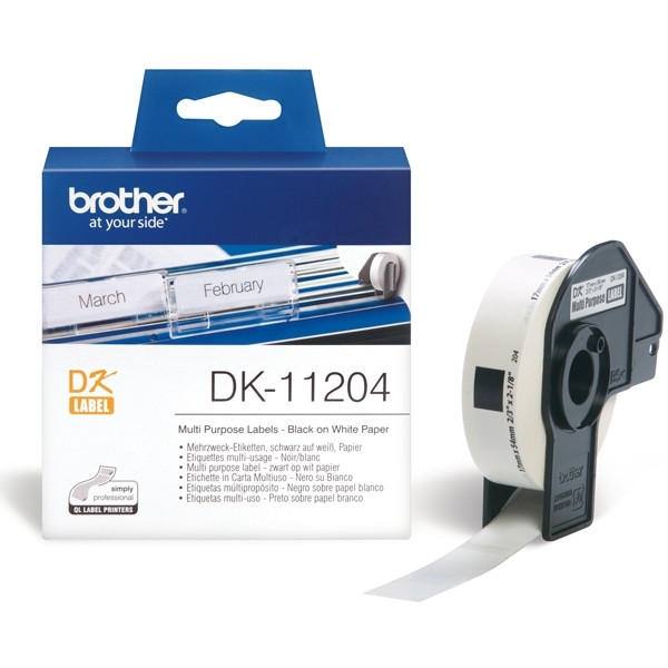 Brother DK-11204 etiketter | svart text - vit etikett | 54mm x 17mm (original) DK11204 080704 - 1