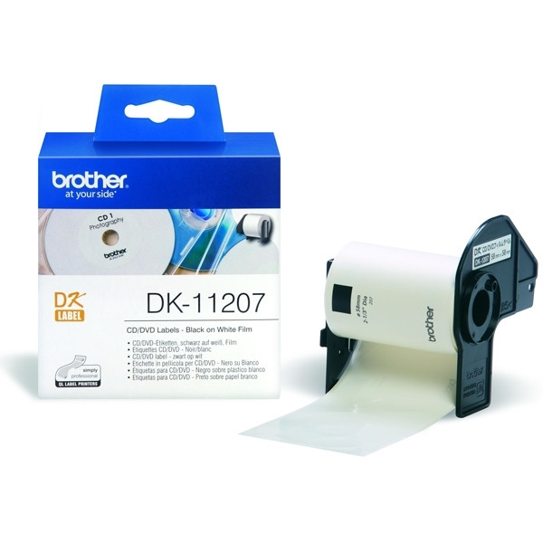 Brother DK-11207 CD/DVD etiketter | svart text - vit etikett | 58mm x 58mm (original) DK11207 080716 - 1