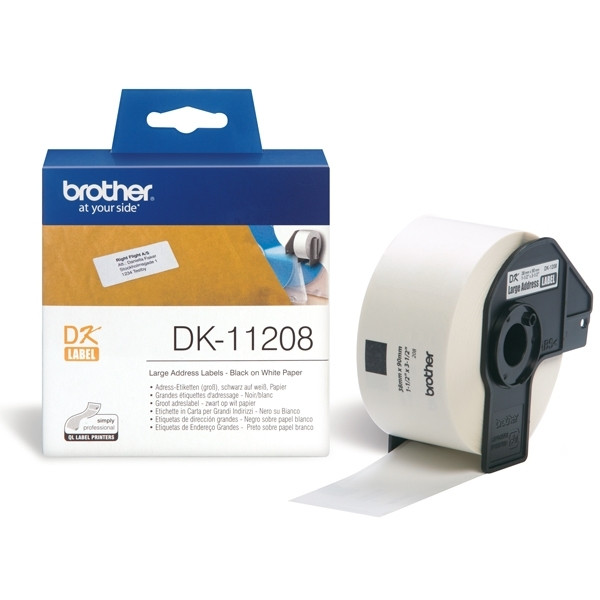 Brother DK-11208 adressetiketter | svart text - vit etikett | 90mm x 38mm (original) DK11208 080706 - 1