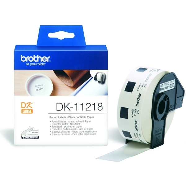 Brother DK-11218 runda etiketter | svart text - vit etikett | Ø 24mm (original) DK11218 080718 - 1