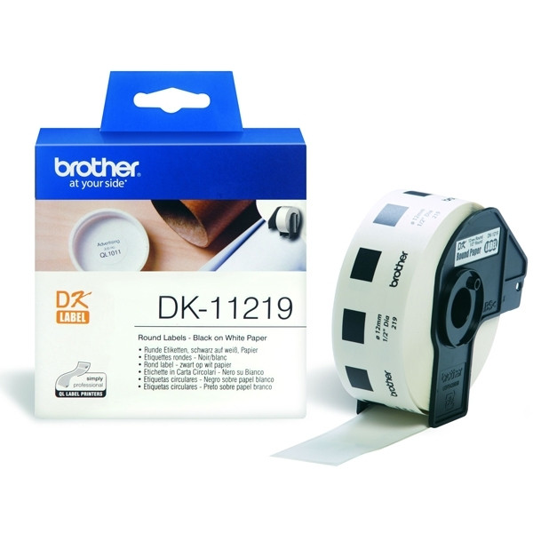 Brother DK-11219 etiketter | svart text - vit etikett |  Ø 12mm (original) DK11219 080720 - 1