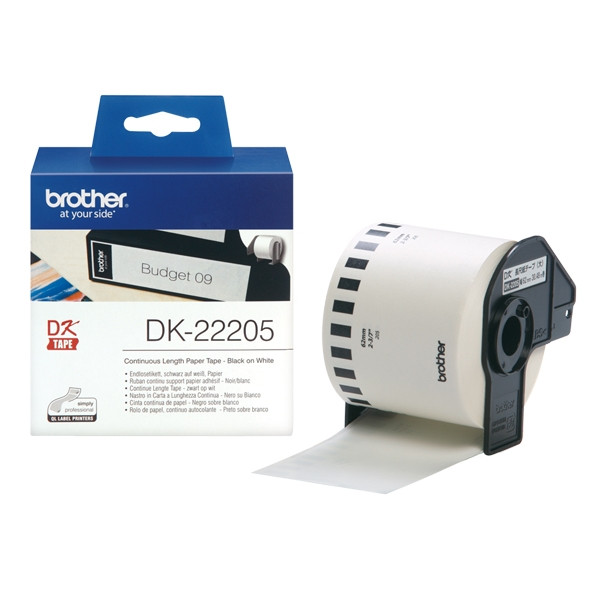 Brother DK-22205 etiketter | svart text - vit etikett | 62mm x 30.48m (original) DK22205 080710 - 1