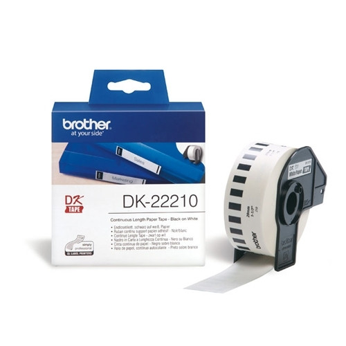 Brother DK-22210 etiketter | svart text - vit etikett | 29mm x 30.48m (original) DK22210 080712 - 1