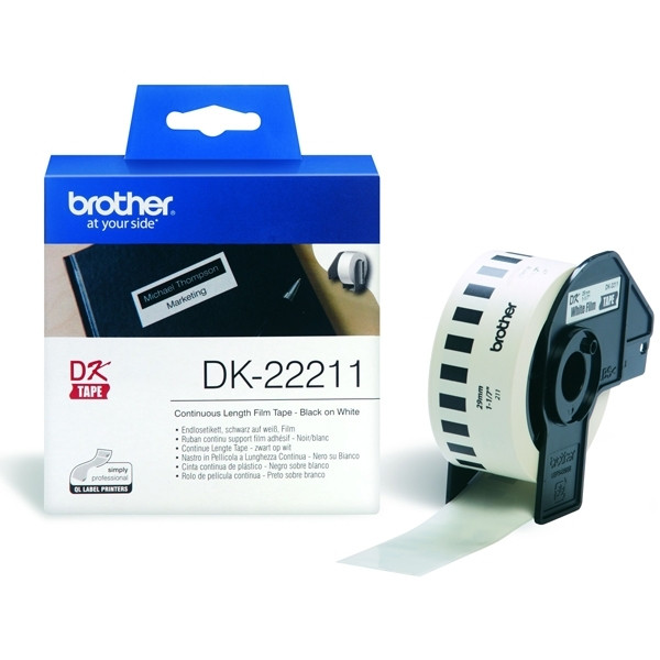 Brother DK-22211 etiketter | svart text - vit etikett | 29mm x 15.24m (original) DK22211 080742 - 1