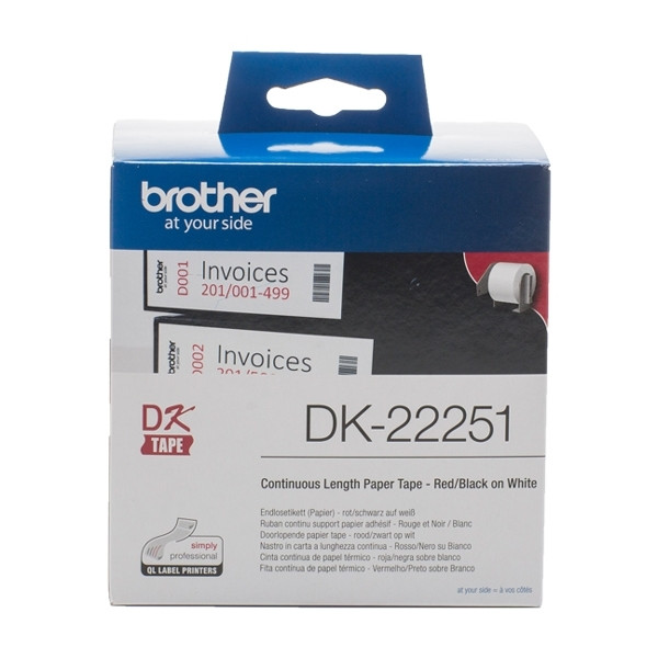 Brother DK-22251 etiketter | svart och röd text - vit etikett | 62mm x 15.24m (original) DK-22251 080776 - 1