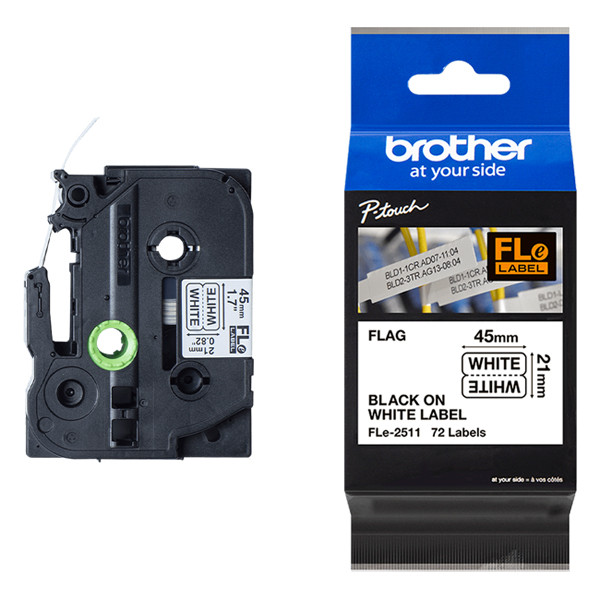 Brother FLe-2511 | svart text - vit flaggtejp | 21mm x 45mm (original) FLE2511 350554 - 1