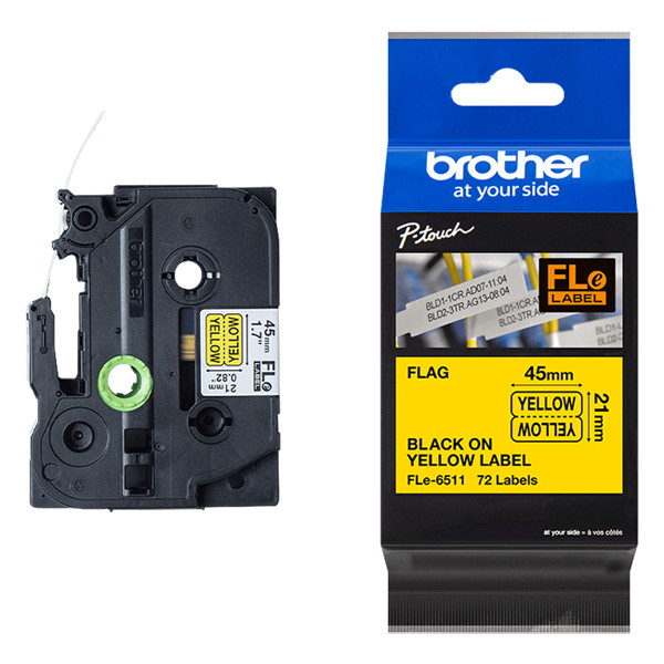 Brother FLe-6511 | svart text - gul flaggtejp | 21mm x 45mm (original) FLE6511 350556 - 1