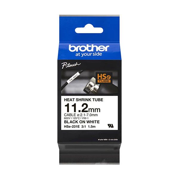 Brother HSe-231E krymptejp | svart text - vit tejp | 12mm (original) HSE231E 350598 - 1