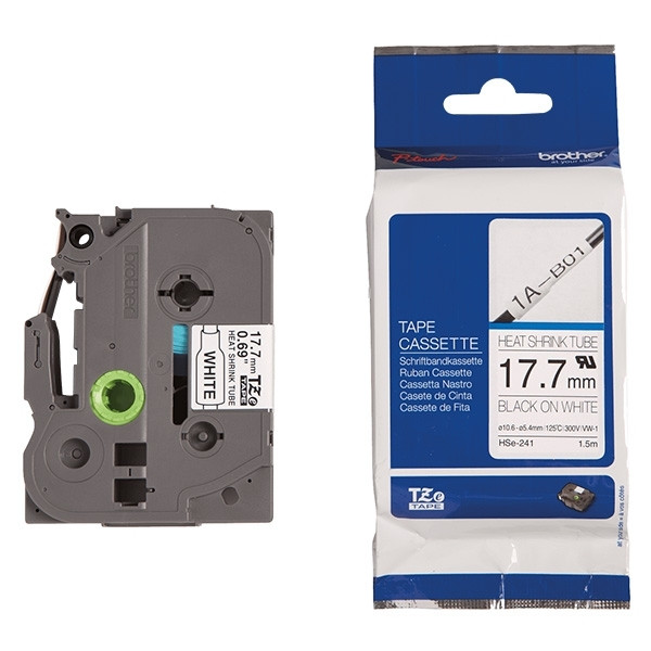 Brother HSe-241 krympslang | svart text - vit märkband  | 18mm x 1,5m (original) 088888 - 1