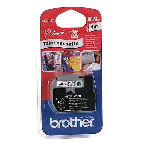 Brother M-K221SBZ | M-tape | svart text - vit tejp | 9mm x 4m (original) MK221SBZ 350560 - 1