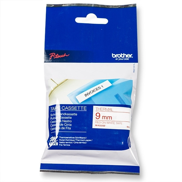 Brother M-K222BZ | M-tape | röd text - vit märkband  | 9mm x 8m (original) 080588 - 1