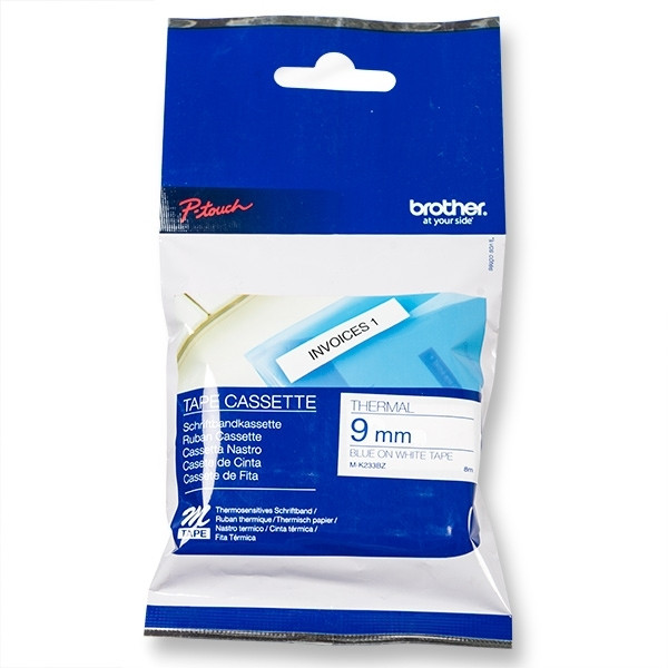 Brother M-K223BZ | M-tape | blå text - vit märkband  | 9mm x 8m (original) 080590 - 1