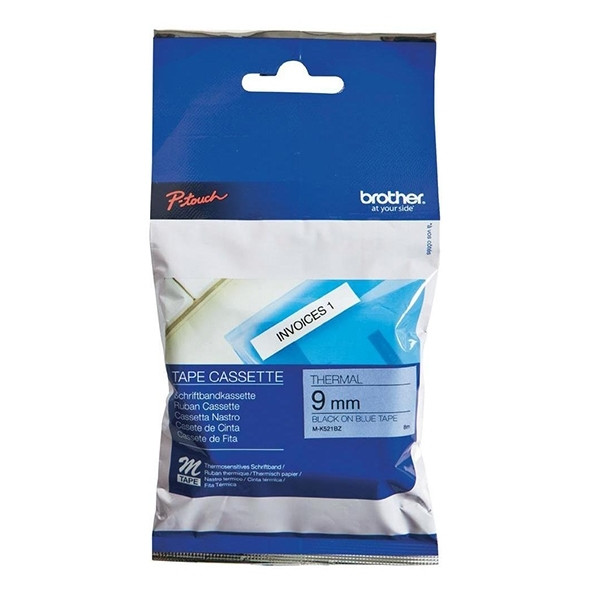 Brother M-K521BZ | M-tape | svart text - blå märkband  | 9mm x 8m  (original) 080596 - 1