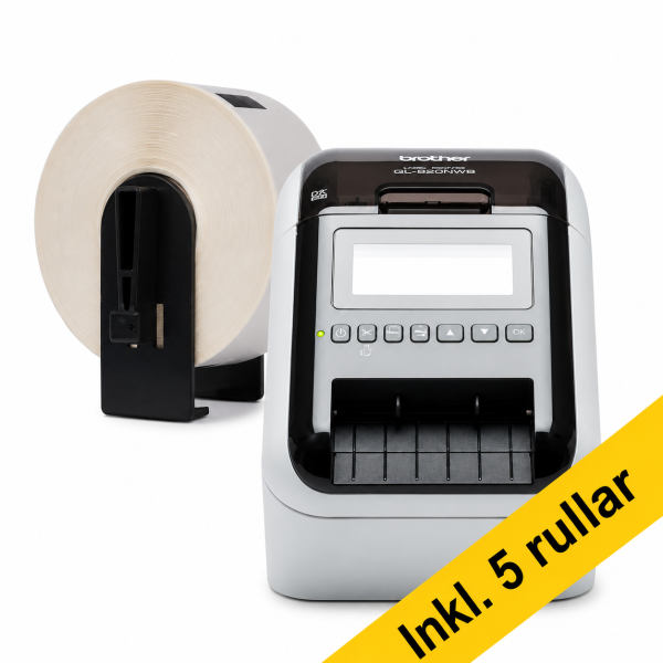 Brother QL-820NWBc etikettskrivare med WiFi + 5 rullar adressetiketter 833465 - 1