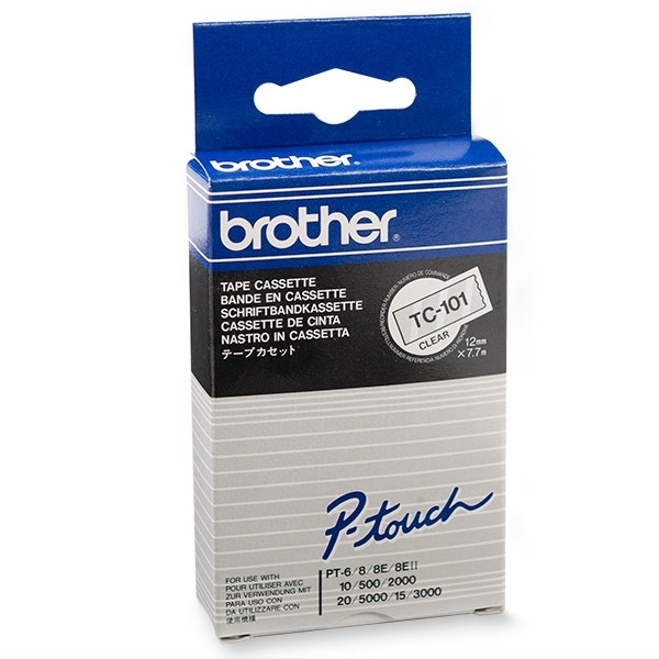 Brother TC-101 | svart text - transparent tejp | 12mm x 7.7m (original) TC-101 088824 - 1