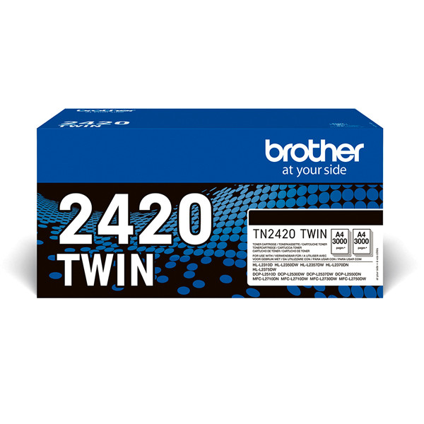 Brother TN-2420 svart toner 2-pack (original) TN2420TWIN 051332 - 1