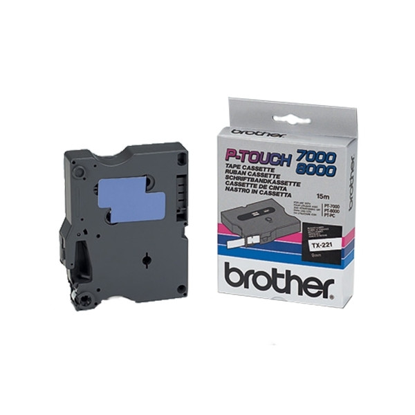 Brother TX-221 | svart text - vit tejp | 9mm x 15m (original) TX221 080234 - 1