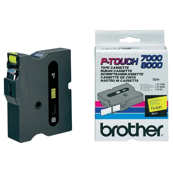 Brother TX-641 | svart text - gul tejp | 18mm x 15m (original) TX641 080276 - 1