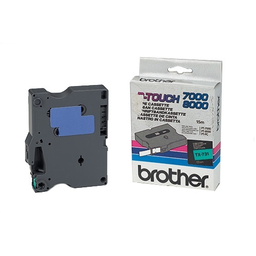 Brother TX-731 | svart text - grön tejp | 12mm x 15m (original) TX731 080278 - 1