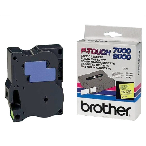 Brother TX-C51 | svart text - neongul tejp | 24mm x 15m (original) TXC51 080292 - 1