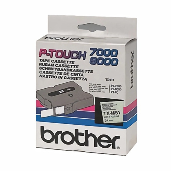 Brother TX-M51 | mattsvart text - transparent märkband  | 24mm x 15m (original) 080298 - 1