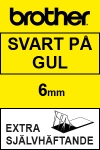 Brother TZ-S611 | svart text - gul märkband  | 6mm x 8m (original) 080680 - 1