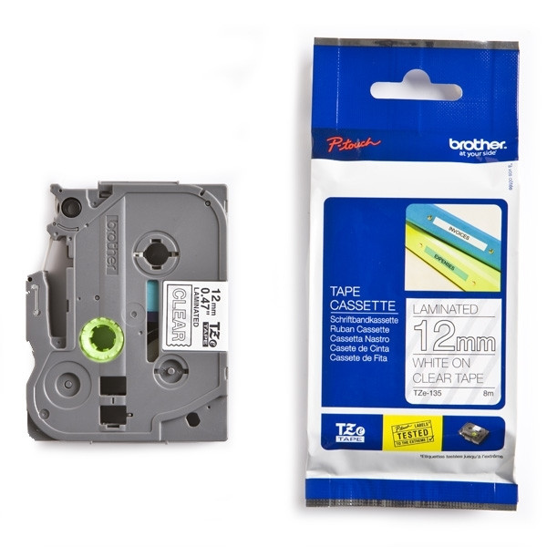 Brother TZe-135 | vit text - transparent märkband  | 12mm x 8m (original) 080398 - 1