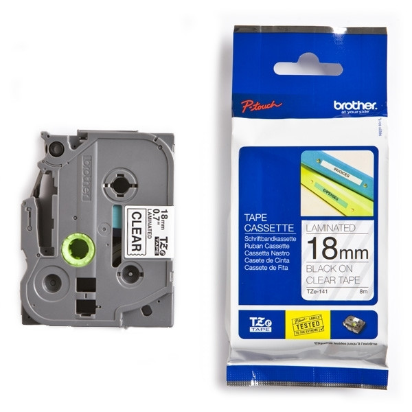 Brother TZe-141 | svart text - transparent märkband  | 18mm x 8m (original) 080436 - 1
