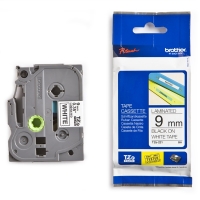 Brother TZe-221 | svart text - vit märkband  | 9mm x 8m (original) 080402