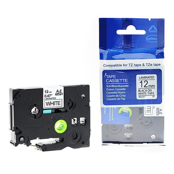 Brother TZe-231S2 | svart text - vit märkband  | 12mm x 4m (original) 350566 - 1