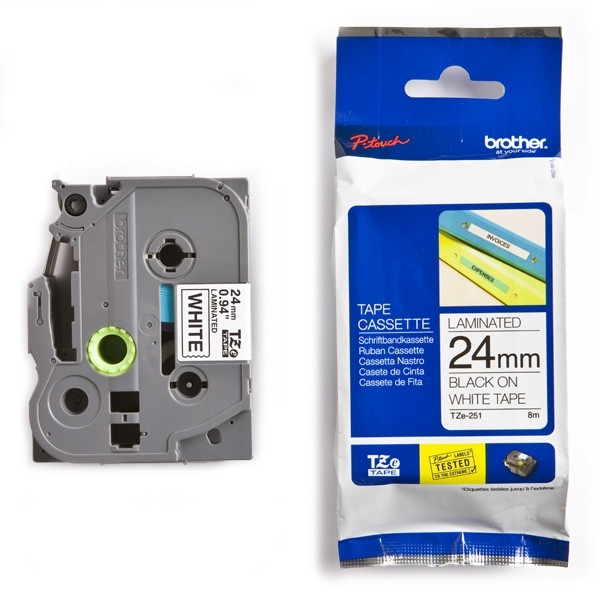 Brother TZe-251 | svart text - vit märkband  | 24mm x 8m (original) 080408 - 1