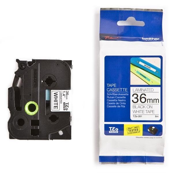 Brother TZe-261 | svart text - vit märkband  | 36mm x 8m (original) 080452 - 1