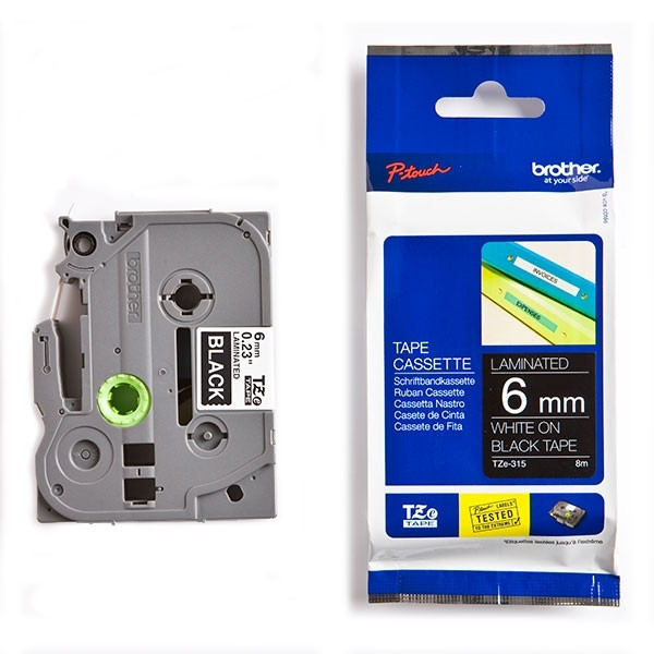 Brother TZe-315 | vit text - svart märkband  | 6mm x 8m (original) 080458 - 1